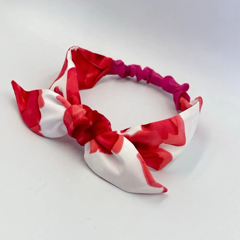 New Women’s Headband Hair Accessories knotted Red And White Floral